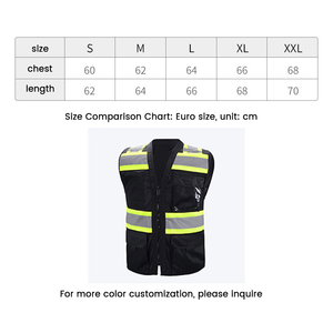 Chaleco de Seguridad de Alta Visibilidad, Negro, Poliéster, Franjas Reflectantes, Cierre Frontal, Múltiples Bolsillos, Unisex, Ropa de Trabajo - Product Image 4