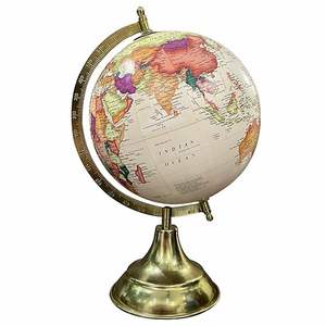 Globo Terráqueo Vintage con Base de Madera de Mango y Meridianos de Latón |   Globo Terráqueo Decorativo Antiguo para Decoración del Hogar y la Oficina - Product Image 4