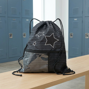 [Produit 100% officiel de Corée] Sac à cordes MIGHTEEZ noir à étoiles à carreaux, design Rock The Stage, accessoire pour fans de musique adultes K-POP - Product Image 4