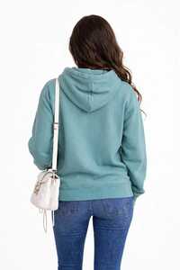 Sudadera con capucha de modal transpirable de manga larga para mujer, corte regular, con logo frontal, ecológica, de largo hasta la cadera, con cremallera completa - Product Image 4