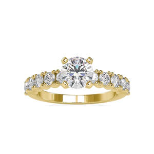 Bague en or jaune 18 carats avec diamants ronds de 1,42 carat, taille US 7, sertissage pavé, pour femme, bijoux de mariage et de fiançailles - Product Image 1