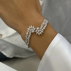 Unique Style Pear Cut VVS Moissanite <b>Solid</b> <b>Silver</b> Wrap Rhodium Plated 28g High End Luxury Fashion <b>Bracelet</b> Unisex Men's Gifts - Product Image 2