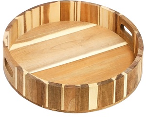 Bandeja de servicio Rectangular personalizada GM Impex, bandeja de comida de desayuno de madera de bambú decorativa alta para uso doméstico - Product Image 1