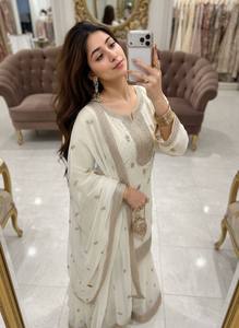 Ensemble indien pakistanais brodé Anarkali Salwar Kameez Dupatta en tissu filet pour mariage et fête - Product Image 4