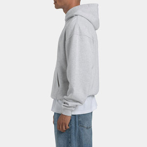 Custom <b>Men</b> Winter Hoodie <b>Grey</b> Cotton <b>Fleece</b> Pullover Streetwear Plain Dyed Sportswear Sialkot Factory Direct Premium Export - Product Image 3