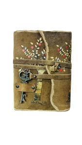Carnet de notes/journal en cuir antique fait main, design Arbre de Vie vintage, reliure promotionnelle en papier, avec bord festonné - Product Image 5