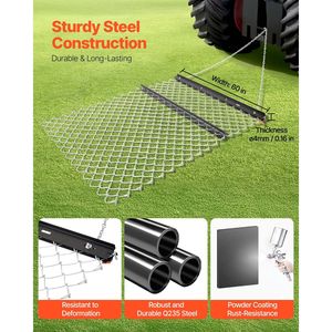 Erpice a Catena 4x4 in Acciaio Q235, 4x5 Piedi, per Livellamento del Terreno e Preparazione del Prato, Accessorio per UTV e Trattori, Durevole - Product Image 2