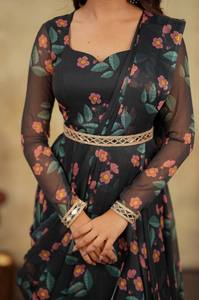 Wedding Grace <b>Saree</b> Gown Imperial Grace Ensemble <b>Golden</b> Aura Drape Gown Signature Drape stylish and effortlessly glamorous - Product Image 3