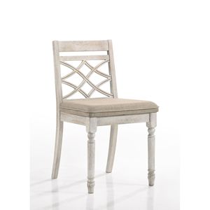 Set Havanna di 2 sedie da pranzo contemporanee in tessuto bianco sporco da 19 pollici con cuscini - Product Image 3
