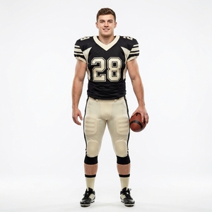 Ensemble d'uniformes de football américain à manches courtes, col rond, imprimé haute qualité, respirant, écologique, nouvelle arrivée, personnalisable pour équipe - Product Image 1