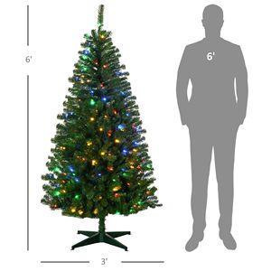 6FT Slim Prelit Christmas <b>Tree</b> with Warm White or Colorful <b>LED</b> Lights Auto Open Christmas Decorations - Product Image 3