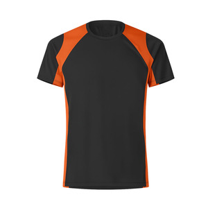 Camiseta de Manga Corta para Hombre, Color Negro y Naranja, Cuello Redondo, Corte Regular, Tejido de Punto, Estilo Casual, Talla Grande - Product Image 2