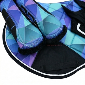 Wholesale 3pcs Equestrian Set Saddle Pad Ear <b>Bonnet</b> Protective Brushing Boots Cotton Material Anti Friction Riding Equipment - Product Image 4
