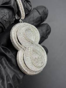 925 Sterling <b>Silver</b> Number 8 Pendant VVS Moissanite Diamond Pendant Iced Out Hip Hop <b>Charm</b> Pendant For Every Day Wear - Product Image 2