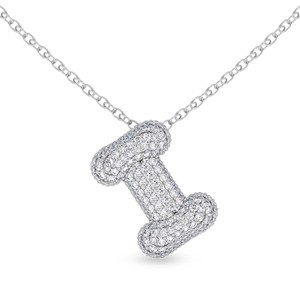 สร้อยคอจี้ตัวอักษร I ทอง 10k ยอดนิยม ประดับเพชรเต็มตัวอักษรแบบ Bubble Letter สร้อยคอจี้ตัวอักษรแบบ Bubble Letter สั่งทำได้ - Product Image 1