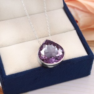 Pendentif Cœur en Alexandrite, Argent Sterling 925, Pierre Précieuse à Changement de Couleur, Plaqué Or 14K, Cadeau de Fiançailles, Bijou - Product Image 5