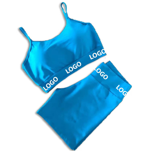 Conjunto Casual de Dos Piezas para Mujer, Personalizable con Logotipo OEM ODM, Top Corto sin Tirantes y Pantalones Cortos hasta la Rodilla, Tejido de Poliéster/Algodón, para Verano - Product Image 3