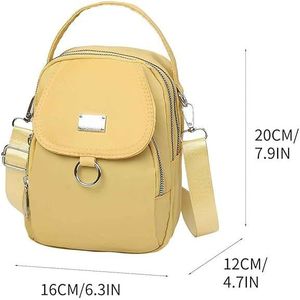 Sac bandoulière multi-compartiments imperméable jaune pour femme, en tissu Oxford décontracté avec poche pour téléphone portable - Product Image 3