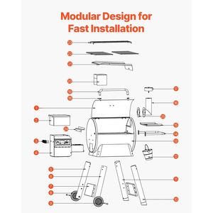 Parrilla Eléctrica de Pellets de Madera 8 en 1 con Pantalla LCD, Ahumador con Área de Cocción de 575 Pulgadas Cuadradas, Parrillas para Barbacoa al Aire Libre - Product Image 6