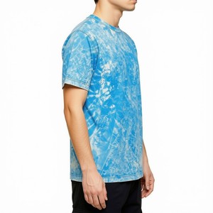 เสื้อยืดผู้ชาย แขนสั้น ผ้าฝ้าย ทรงโอเวอร์ไซส์ ลายพิมพ์สีน้ำเงิน ผ้าเจอร์ซีย์ถัก สไตล์ลำลอง - Product Image 4