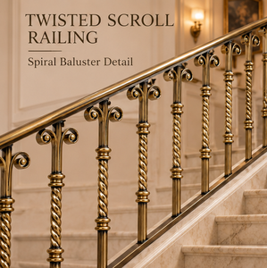 Barandilla de Bronce con Diseño en Espiral para Hoteles de Lujo, Villas, Escaleras e Interiores Arquitectónicos Contemporáneos - Product Image 1