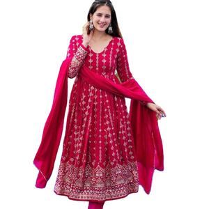 Vestido Anarkali de trabajo de secuencia de bordado de Georgette de imitación de diseñador más reciente de Fab Zone - Product Image 1