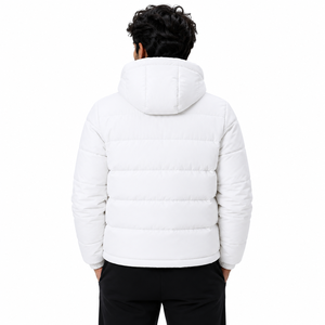 Blouson matelassé à capuche entièrement zippé pour homme, manches longues, poignets élastiques, léger et isolé, idéal pour l'extérieur et les loisirs, vente en gros - Product Image 3