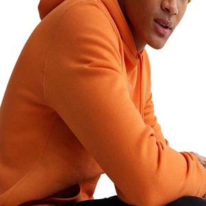 Men's <b>Orange</b> Hooded <b>Fleece</b> Sweatshirt Regular Fit Solid Color Casual Pullover with Front Pocket Autumn Wear Men's Hoodies Adults - Product Image 2