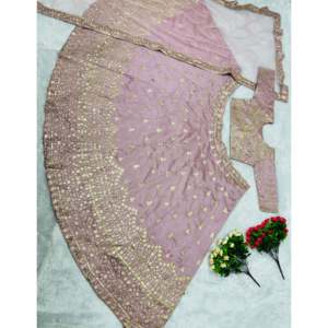 Karma Fashion - Hermoso Lehenga Choli Rosa Bordado con Dupatta para Bodas, Talla M, Hecho de Poliéster - Product Image 2