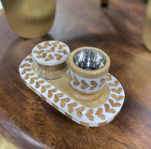 <b>Wooden</b> & Resin Inlay Incense <b>Burner</b> Traditional Arabic Bakhoor Holder Mubkhara Tray Set Unique Handmade Incense <b>Burner</b> Ramadan - Product Image 3