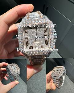 Reloj con Esfera Cuadrada de Moissanita VVS, Caja de Acero Inoxidable y Moissanita, Acabado en Oro Amarillo de Dos Tonos, Resistente al Agua 10 Bar - Product Image 5