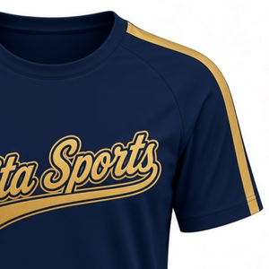 Maillot de cheerleading personnalisé bleu marine et or à manches courtes, vêtements de sport d'équipe, haut de maillot athlétique, tenue d'entraînement et de match pour équipes de cheerleading - Product Image 4