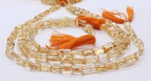 Perles de citrine naturelle lisses en forme de chiclet 7-8 MM, perles de citrine jaune en forme de tube carré 12 pouces, perles de pierres précieuses de citrine pour bijoux - Product Image 3