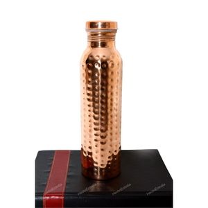 Pure Copper <b>Water</b> Bottle 1000ml Hammered Handmade Leakproof Ayurvedic Health Vessel Wholesale Custom Logo <b>Bulk</b> Drinkware Bottle - Product Image 1