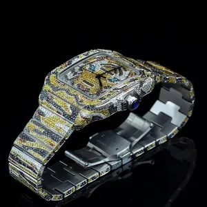 Luxury Antique Movement Iced Out <b>Watch</b> in Diamond Band for <b>Men</b> New <b>Smart</b> Dial VVS Moissanite Diamond Hip Hop Jewelry - Product Image 2