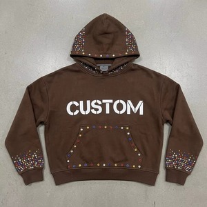 Herren Beige Strass-Hoodie mit Individuellem Logodruck, Sonnengebleichter Sweatshirt, OEM DM Verfügbar - Product Image 3