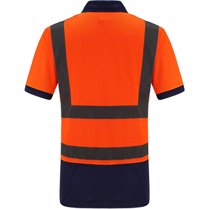 Hi Vis Reflective <b>Polo</b> Shirts High Visibility Safety Short Sleeve <b>Polo</b> Shirt with Black Bottom <b>Orange</b> Yellow Reflective T-Shirt - Product Image 2