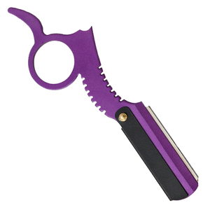 ZH INTERNATIONAL Cuchilla de Afeitar Profesional de Acero Inoxidable con Anillo para Dedo, de Una Sola Hoja, Color Morado - Product Image 2