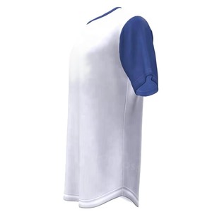 Camiseta Casual de Manga Raglán Blanca y Azul para Hombre, Corte Holgado, Cuello Redondo, Tejido de Punto, Color Sólido - Product Image 4