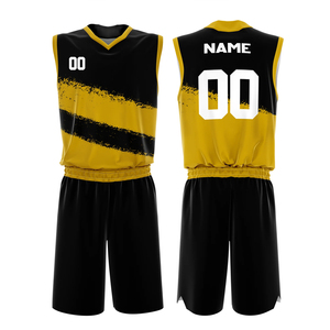 Conjunto de Camiseta de Baloncesto Amarilla Personalizada, sin Mangas, Cuello en V, Impresión Sublimada, Absorbe la Humedad, Unisex para Adultos - Product Image 6