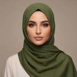 ผ้าคลุมฮิญาบชีฟองคุณภาพสูงสำหรับผู้หญิงมุสลิม ลายดอกไม้ สำหรับฤดูใบไม้ร่วง ผ้าพันคอยาวสั่งทำได้ สีสันปรับแต่งได้ ป้องกันแบคทีเรีย แห้งเร็ว พรีเมียม - Product Image 6