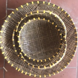 Handmade Folding Bamboo Fruit <b>Basket</b> With Net Cover Bamboo Winnowing <b>Basket</b> From Vietnam Bamboo <b>storage</b> Serving Tray Lid - Product Image 4