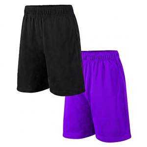 Shorts pour homme en maille unie à taille élastique, 100 % polyester, écologiques, respirants, séchage rapide, style décontracté européen, noir - Product Image 4