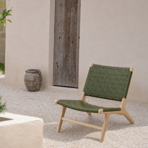 Fauteuil lounge en cuir tissé de qualité supérieure, structure en teck massif, fauteuils d'appoint modernes de style mid-century, meubles de salon indonésiens - Product Image 6