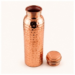Pure Hammered <b>Copper</b> Water <b>Bottle</b> for Ayurvedic <b>Drinking</b> Handcrafted <b>Copper</b> Vessel for Yoga Gym,and Natural Detox Health Benefit - Product Image 1