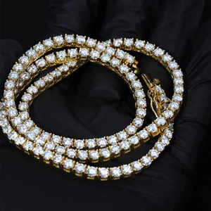 Collier chaîne tennis Hiphop chrétien en argent sterling 925 avec diamants VVS RB Gems, 2 mm x 65 mm, chaînes fines pour femmes et hommes - Product Image 5