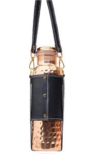 Authentic Ayurvedic Copper Bottle 34oz/1000ml Leather Sling for Drinking <b>Water</b> Lab-Tested Leak-Proof & Heavy-Duty - Product Image 4