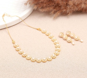 RAY FINE ORNATES Vintage Style Gold Plated Brass <b>Ruby</b> Pink IGI Certified Handmade Layered <b>Necklace</b> Earrings Bridal Jewelry Set - Product Image 2