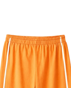 Custom Women Wide Leg Sweatpants Orange Side Stripe High Waist Loose Fit Casual Track Pants <b>Elastic</b> Drawstring Lounge Wear OEM - Product Image 6
