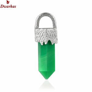 Elegant wholesale custom modern <b>solid</b> 925 sterling <b>silver</b> golden rutile gemstone texture pencil pendant for <b>necklace</b> - Product Image 3